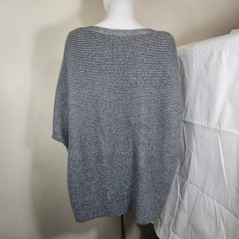 I.N.Studio Womens Size 3 X Silver top blouse plus 3/4 sleeve Crew Neck NWT --22 - Picture 3 of 10